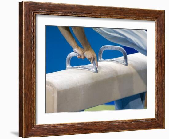 Detail of Male Gymnast Competing on the Pommel Horse, Athens, Greece-Steven Sutton-Framed Photographic Print