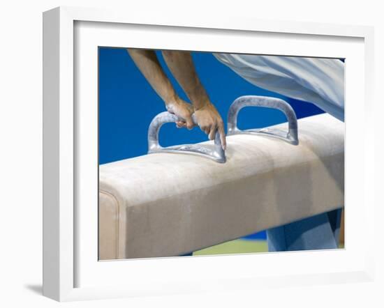 Detail of Male Gymnast Competing on the Pommel Horse, Athens, Greece-Steven Sutton-Framed Photographic Print