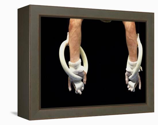 Detail of Male Gymnasts Hands on the Rings-Paul Sutton-Framed Premier Image Canvas