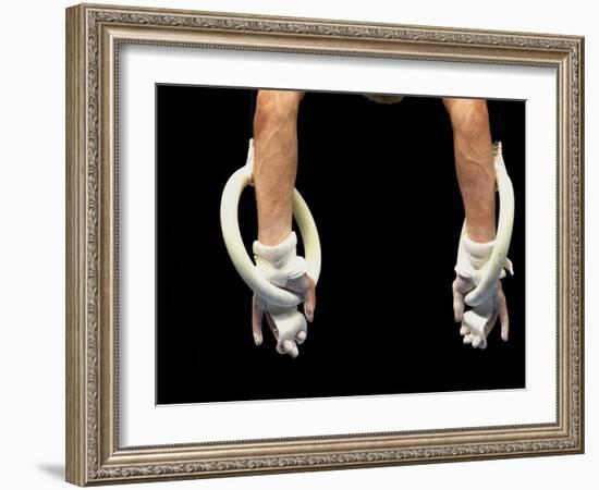 Detail of Male Gymnasts Hands on the Rings-Paul Sutton-Framed Photographic Print