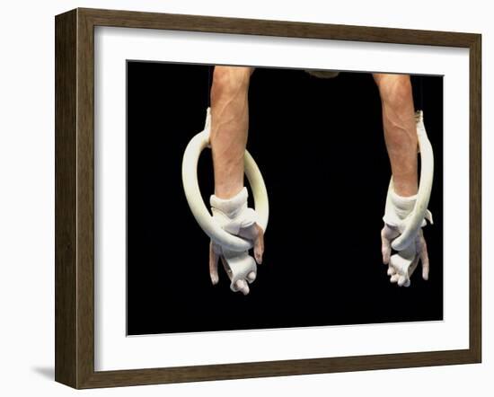 Detail of Male Gymnasts Hands on the Rings-Paul Sutton-Framed Photographic Print