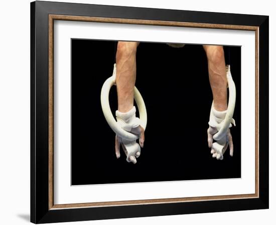 Detail of Male Gymnasts Hands on the Rings-Paul Sutton-Framed Photographic Print