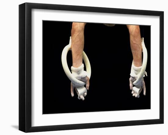 Detail of Male Gymnasts Hands on the Rings-Paul Sutton-Framed Photographic Print