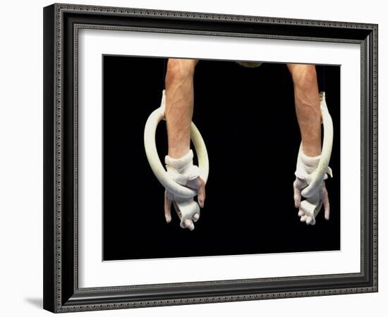 Detail of Male Gymnasts Hands on the Rings-Paul Sutton-Framed Photographic Print