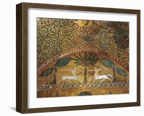 Detail of Mosaics in King Roger's Room, Palace of Normans or Royal Palace of Palermo, Sicily, Italy-null-Framed Giclee Print