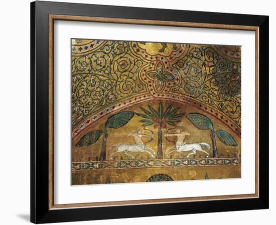 Detail of Mosaics in King Roger's Room, Palace of Normans or Royal Palace of Palermo, Sicily, Italy-null-Framed Giclee Print