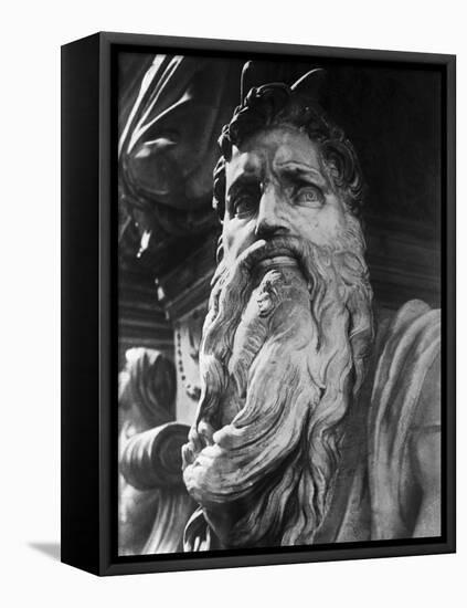 Detail of Moses by Michelangelo Buonarroti-null-Framed Premier Image Canvas