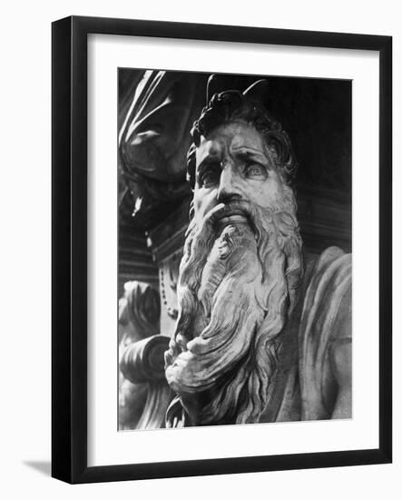 Detail of Moses by Michelangelo Buonarroti-null-Framed Photographic Print