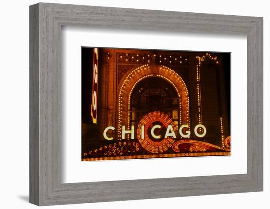 Detail of Neon Sign on Chicago Theater, Chicago, Illinois-null-Framed Photographic Print