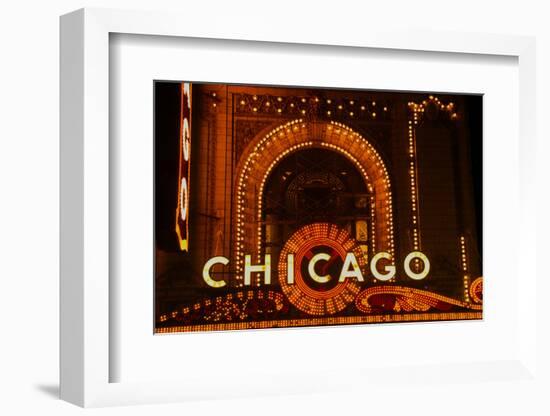 Detail of Neon Sign on Chicago Theater, Chicago, Illinois-null-Framed Photographic Print