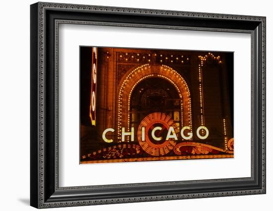 Detail of Neon Sign on Chicago Theater, Chicago, Illinois-null-Framed Photographic Print