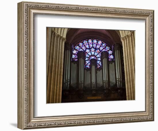 Detail of Notre Dame Cathedral Pipe Organ and Stained Glass Window, Paris, France-Jim Zuckerman-Framed Photographic Print