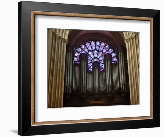 Detail of Notre Dame Cathedral Pipe Organ and Stained Glass Window, Paris, France-Jim Zuckerman-Framed Photographic Print