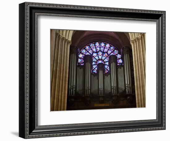 Detail of Notre Dame Cathedral Pipe Organ and Stained Glass Window, Paris, France-Jim Zuckerman-Framed Photographic Print