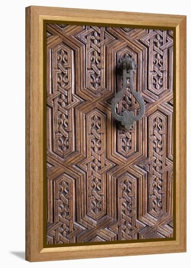 Detail of Old Ornately Carved Wooden Door, Medina, Marrakesh, Morocco, North Africa, Africa-Stephen Studd-Framed Premier Image Canvas