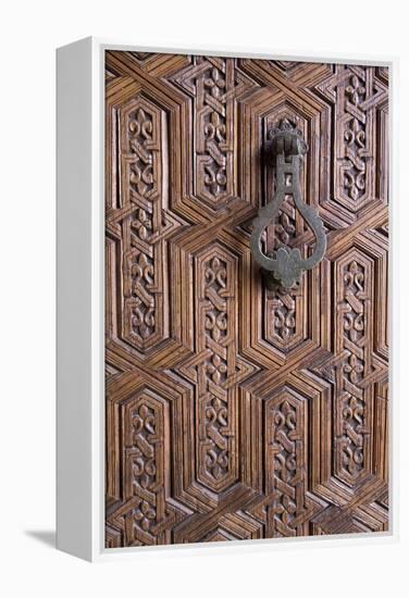 Detail of Old Ornately Carved Wooden Door, Medina, Marrakesh, Morocco, North Africa, Africa-Stephen Studd-Framed Premier Image Canvas