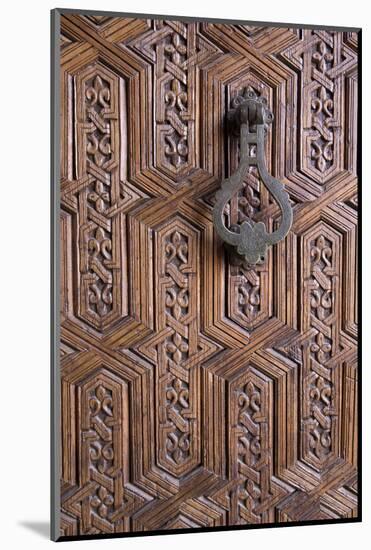 Detail of Old Ornately Carved Wooden Door, Medina, Marrakesh, Morocco, North Africa, Africa-Stephen Studd-Mounted Photographic Print