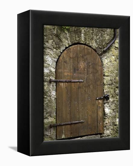 Detail of Old Wooden Door in Stone Wall, Tallinn, Estonia-Nancy & Steve Ross-Framed Premier Image Canvas