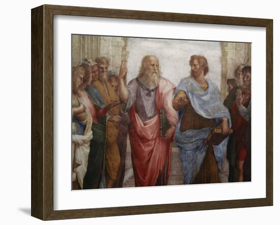 Detail of Plato and Aristotle from The School of Athens-Raphael-Framed Giclee Print