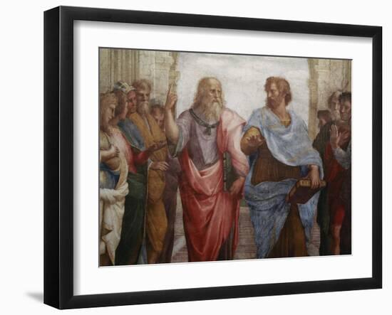 Detail of Plato and Aristotle from The School of Athens-Raphael-Framed Giclee Print