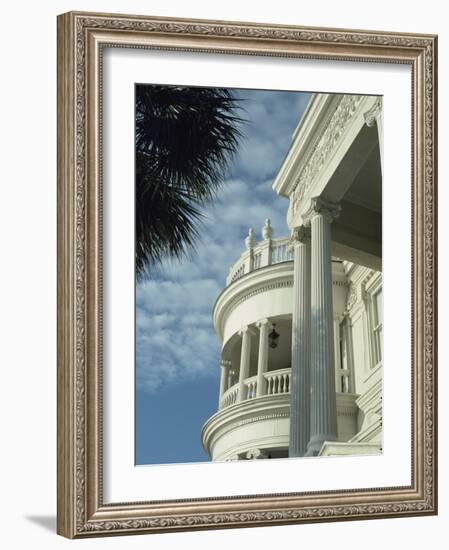 Detail of Portico and Ionic Columns of 25 East Battery, Charleston, South Carolina, USA-James Green-Framed Photographic Print