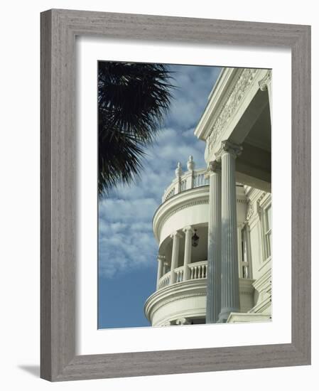 Detail of Portico and Ionic Columns of 25 East Battery, Charleston, South Carolina, USA-James Green-Framed Photographic Print