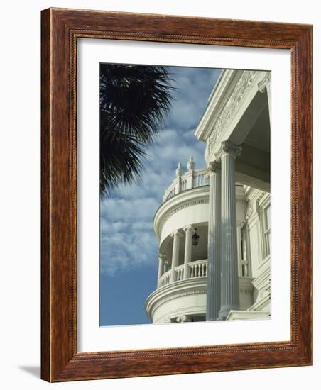 Detail of Portico and Ionic Columns of 25 East Battery, Charleston, South Carolina, USA-James Green-Framed Photographic Print