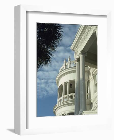 Detail of Portico and Ionic Columns of 25 East Battery, Charleston, South Carolina, USA-James Green-Framed Photographic Print