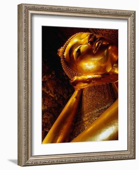 Detail of Reclining Buddha's Head at Wat Pho, Bangkok, Thailand-Ryan Fox-Framed Photographic Print