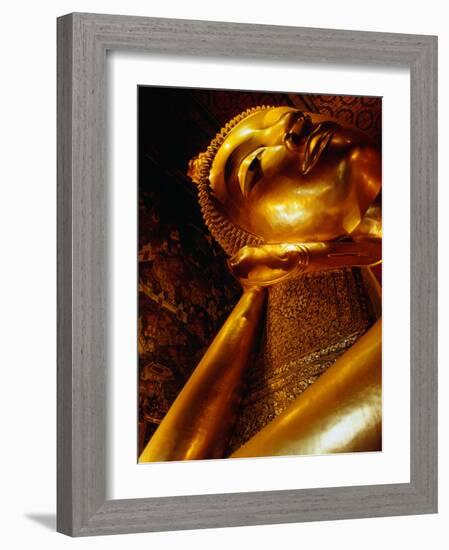 Detail of Reclining Buddha's Head at Wat Pho, Bangkok, Thailand-Ryan Fox-Framed Photographic Print