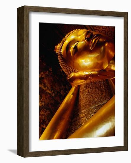 Detail of Reclining Buddha's Head at Wat Pho, Bangkok, Thailand-Ryan Fox-Framed Photographic Print