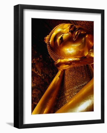 Detail of Reclining Buddha's Head at Wat Pho, Bangkok, Thailand-Ryan Fox-Framed Photographic Print