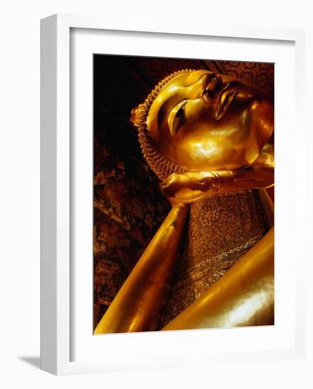 Detail of Reclining Buddha's Head at Wat Pho, Bangkok, Thailand-Ryan Fox-Framed Photographic Print