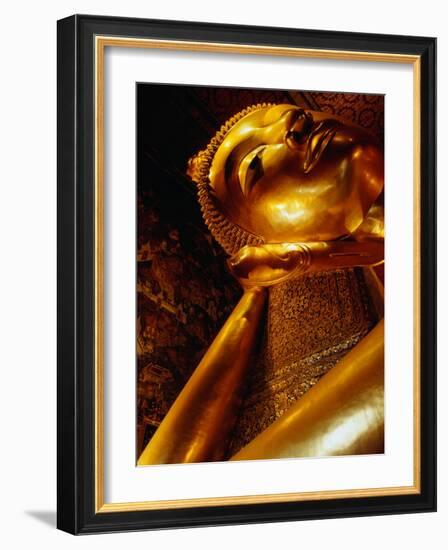 Detail of Reclining Buddha's Head at Wat Pho, Bangkok, Thailand-Ryan Fox-Framed Photographic Print