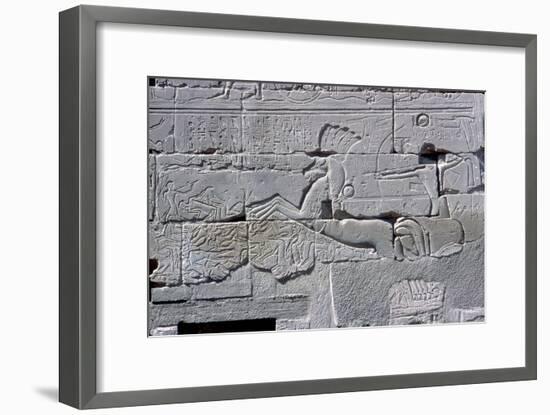 Detail of relief of Pharaoh in chariot riding down his enemies, Temple of Amun, Karnak, c1400 BC-Unknown-Framed Giclee Print