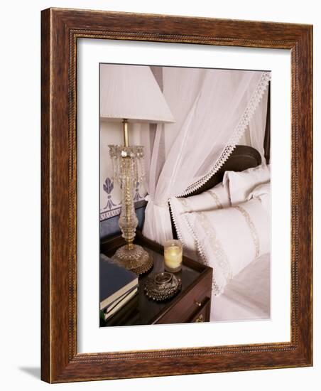 Detail of Side Table and Four Poster Bed in Bedroom, Lutyens Style Bungalow, New Delhi, India-John Henry Claude Wilson-Framed Photographic Print