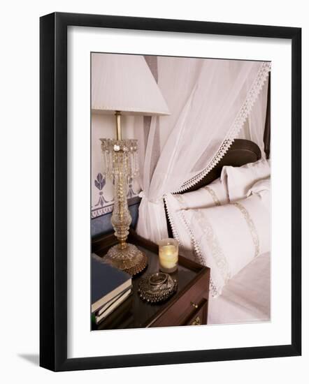 Detail of Side Table and Four Poster Bed in Bedroom, Lutyens Style Bungalow, New Delhi, India-John Henry Claude Wilson-Framed Photographic Print