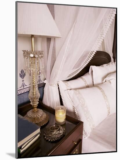 Detail of Side Table and Four Poster Bed in Bedroom, Lutyens Style Bungalow, New Delhi, India-John Henry Claude Wilson-Mounted Photographic Print