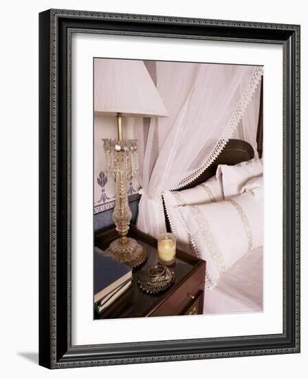 Detail of Side Table and Four Poster Bed in Bedroom, Lutyens Style Bungalow, New Delhi, India-John Henry Claude Wilson-Framed Photographic Print