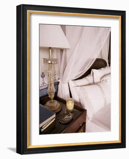 Detail of Side Table and Four Poster Bed in Bedroom, Lutyens Style Bungalow, New Delhi, India-John Henry Claude Wilson-Framed Photographic Print