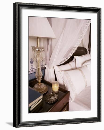 Detail of Side Table and Four Poster Bed in Bedroom, Lutyens Style Bungalow, New Delhi, India-John Henry Claude Wilson-Framed Photographic Print