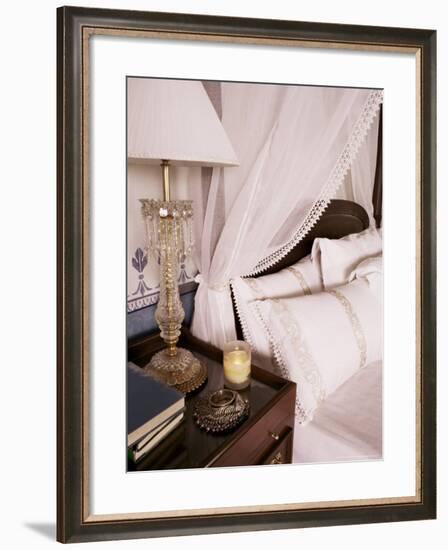 Detail of Side Table and Four Poster Bed in Bedroom, Lutyens Style Bungalow, New Delhi, India-John Henry Claude Wilson-Framed Photographic Print