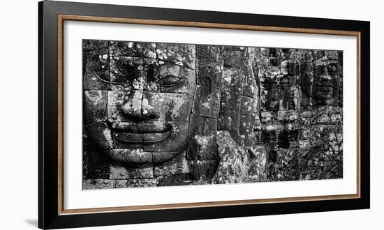 Detail of smilinle face carved on stone, Prasat Bayon, Angkor Thom, Siem Reap, Cambodia-Panoramic Images-Framed Photographic Print