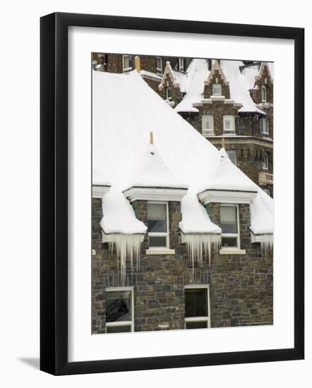 Detail of Snowy Roofline of Banff Springs Hotel, Banff, Alberta-Michele Westmorland-Framed Photographic Print