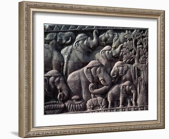 Detail of South Gate of the Great Stupa, Sanchi, Near Bhopal, Madhya Pradesh State, India-Woolfitt Adam-Framed Photographic Print