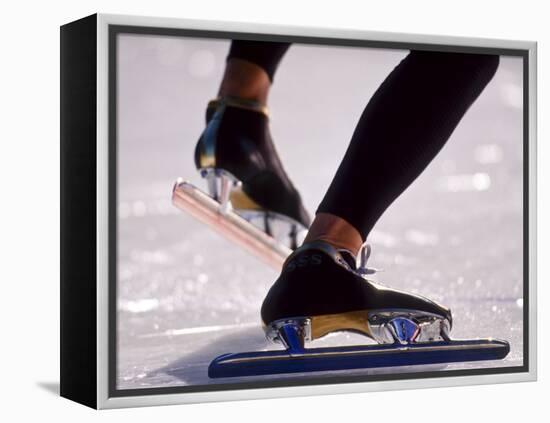 Detail of Speed Skater,S Feet at the Start, Inzell-Chris Cole-Framed Premier Image Canvas