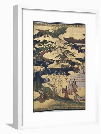 Detail of Spring in the Palace, Six-Fold Screen from 'The Tale of Genji', C.1650-Japanese-Framed Giclee Print