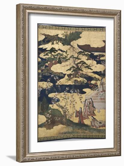 Detail of Spring in the Palace, Six-Fold Screen from 'The Tale of Genji', C.1650-Japanese-Framed Giclee Print