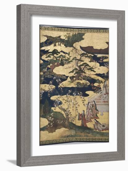 Detail of Spring in the Palace, Six-Fold Screen from 'The Tale of Genji', C.1650-Japanese-Framed Giclee Print