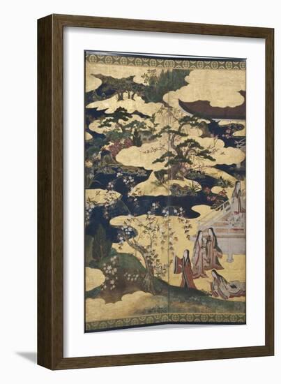 Detail of Spring in the Palace, Six-Fold Screen from 'The Tale of Genji', C.1650-Japanese-Framed Giclee Print